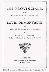 Titlepage of Les Provinciales by Blaise Pascal, Amsterdam, 1657