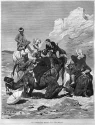 Tourists on camels back, from LEgypte by Georg Moritz Ebers, 1881