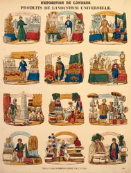 Twelve Exhibition Stands from Various Nations at the Great Exhibition in London, Published by Dambour & Gangel, Metz, 1851