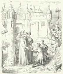 Venetian merchants Niccolo and Maffeo Polo leaving Constantinople for the east