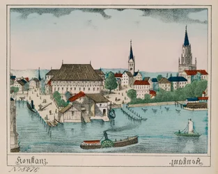 View of Constance Showing the Harbour, Konzil and Cathedral, from Neuruppiner Bilderbogen, 1830