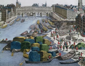 View of the Wheat Port and the Pont au Change looking upstream
