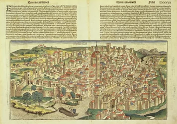 View of the walled city of Florence, from the Nuremberg Chronicle by Hartmann Schedel, 1493