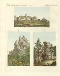 Views of Harz (coloured engraving)