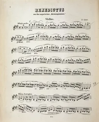 Violin score page from Hungarian Coronation Mass by Franz Liszt