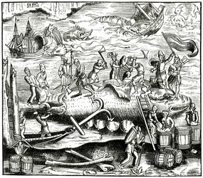 Whale-Fishing, after a Woodcut in Cosmographie Universelle of Munster, Published 1552