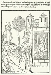 Woodcut depicting a scene from the legend of Melusine