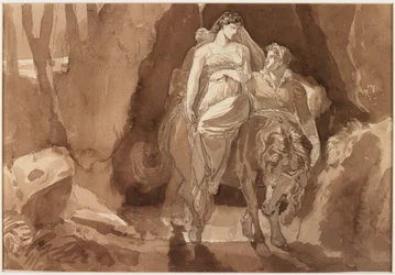 Young Man Accompanying a Young Woman on Horseback