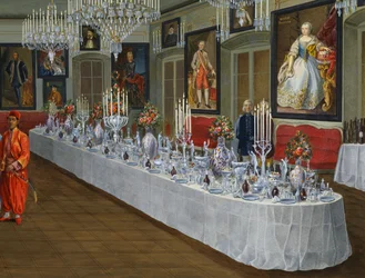 The Dining Room with Series of Portraits of Habsburg Emperors, Villa Lazarovich, Trieste Residence of Maximilian of Habsburg