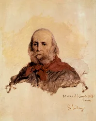 Italian Unite: portrait of Giuseppe Garibaldi (1807-1882), Italian patriot. Work by Gerolamo (Girolamo) Induno (1825-1890)