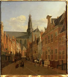 Street in Haarlem with St. Bavon Church in the Background