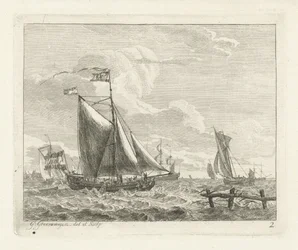 Eight Sailing Ships on Rough Water (Seascapes with Ships series)