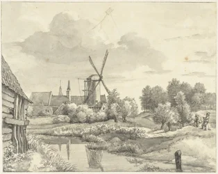 Two Boys with a Kite by the Wall of Haarlem