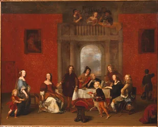 Group Portrait of a Family in an Elegant Interior