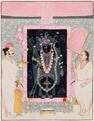 The head priest Tilakayat Govardhanlalji makes offerings to Shri Nathji in celebration