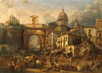 Italy, Naples, Market at Porta Capuana by Giacinto Gigante
