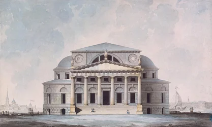 Facade of the Stock Exchange Building in Saint Petersburg