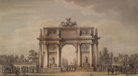 View of the Narva Gates in St. Petersburg with Stands for Spectators