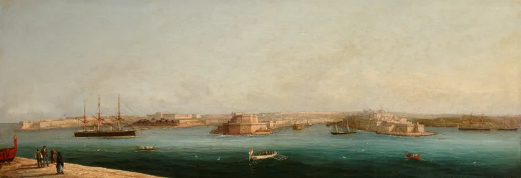 Grand Harbour and Three Cities from the Quayside of Valletta, 1869