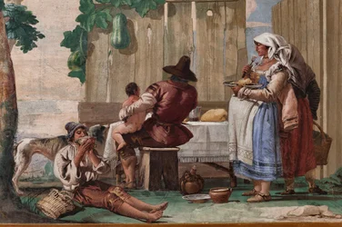 Peasant Family at Table, from the Room of Rustic Scenes, in the Foresteria (Guesthouse)