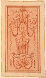 Design for a Decorative Panel (with Nymphs and Garlands)