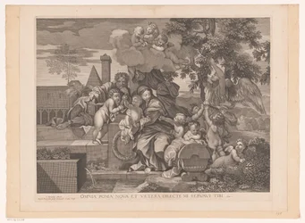 Holy Family with Putti by Apple Tree