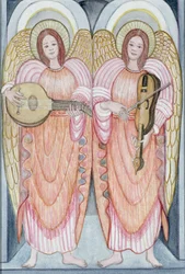 Two angels playing instruments