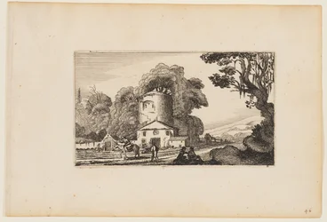 Path Before Farm Dominated by a Round Tower, from Twelve landscapes with Figures
