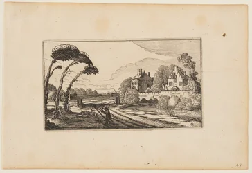 Road to Left of a Moated and Walled Country House, from Twelve Landscapes with Figures