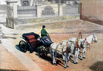 A Three-Horse-Drawn Troika in Summer, Russia, c1890