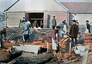 Builders outside Moscow, Russia
