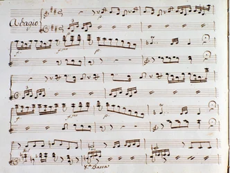 Page of musical score of the symphony of The Turk in Italy by Gioacchino Rossini