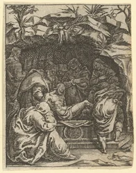 The Virgin of Sorrows: The Entombment, one of nine surrounding compartments