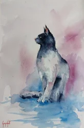 Elegant Watercolor Cat