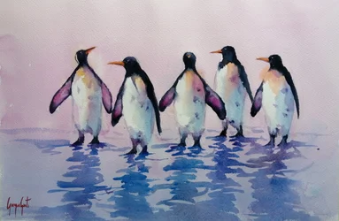 Five Walking Penguins