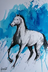 Galloping Horse Blue Splash