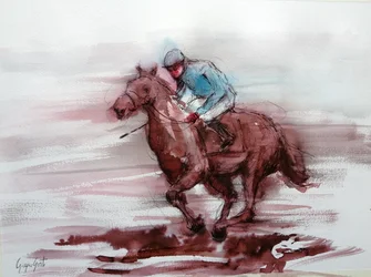 Galloping Racehorse Jockey