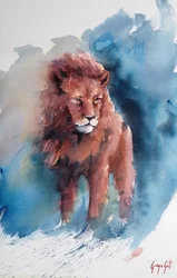 Majestic Watercolor Lion