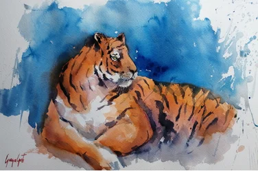 Majestic Watercolor Tiger
