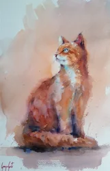 Orange Watercolor Cat