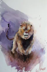 Powerful Watercolor Lion