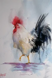 Proud Rooster Watercolor
