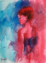 Red Blue Woman Portrait