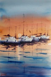 Sailboats At Sunset