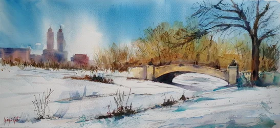 Snowy City Park Bridge