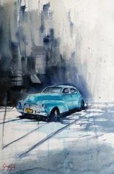 Teal Classic Car Street