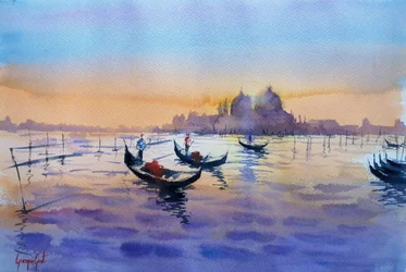 Venetian Gondolas Sunset