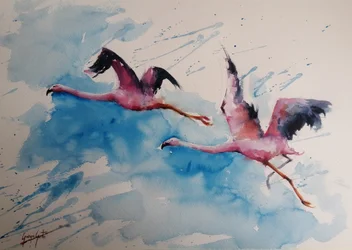 Vibrant Flamingo Flight
