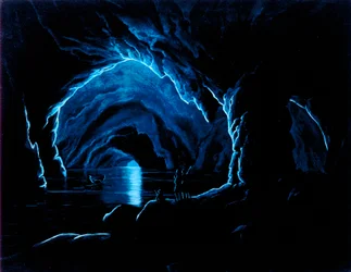 Reproduction of an engraving of the Blue Grotto on the Island of Capri