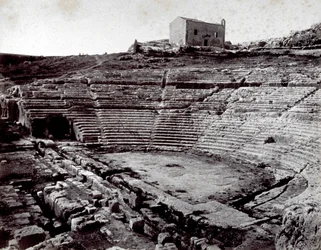 The remains of the Greek Theater in Siracusa, Monumental Park of the Neàpoll